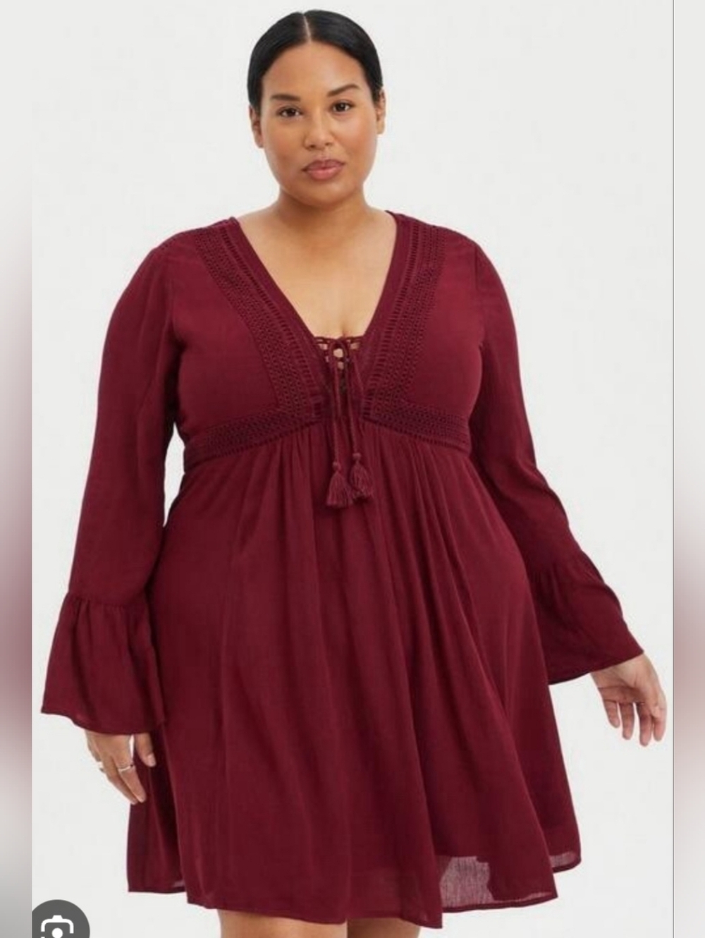 TORRID MINI GAUZE LACE UP SKATER DRESS . SIZE 4X. ZINFANDEL.